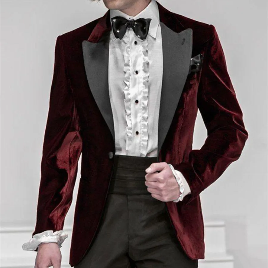 burgundy groom suit