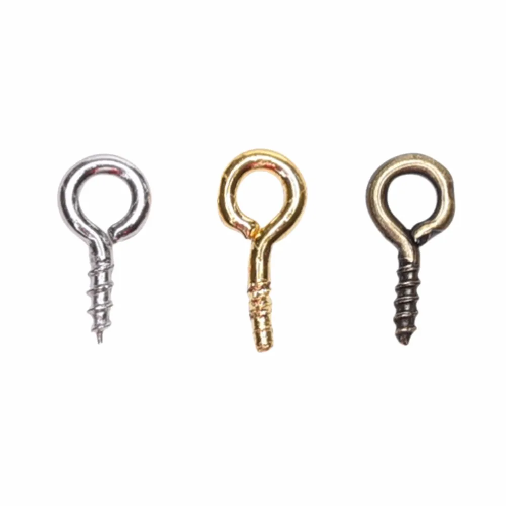 100pcs/pack Small Tiny Mini Eye Pins Eyepins Hooks Eyelets Screw Wooden Windows Threaded Hook