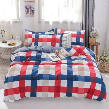 

Bedding sets Simple Style stripe Duvet cover flat sheet Queen size 4pc Duvet cover sets Twin Full size Dropshiping Fashion