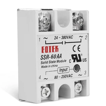 

Single Phase SSR Solid State Module Relay AC-AC 40A 60A 80A 100A Actually Voltage 80-250V 220V with Transparent Protection Cover