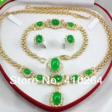 Wholesale_jewelry_wig$ женские украшения зеленый камень желтого золота серьги браслет Цепочки и ожерелья кольцо+ red box