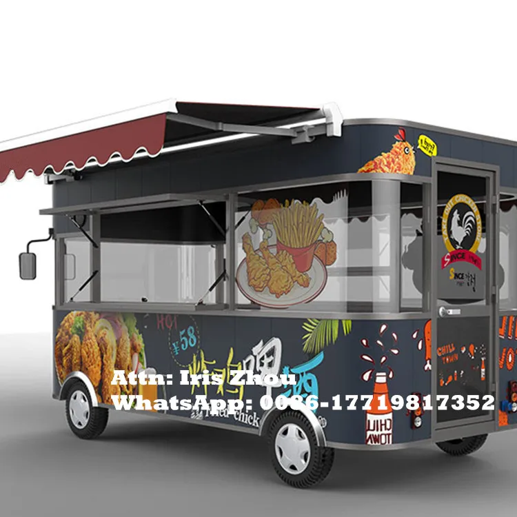 4,2 м умный электрический уличный мобильный продовольственный автомобиль быстрые торговые тележки для продажи еды Электрический фургон