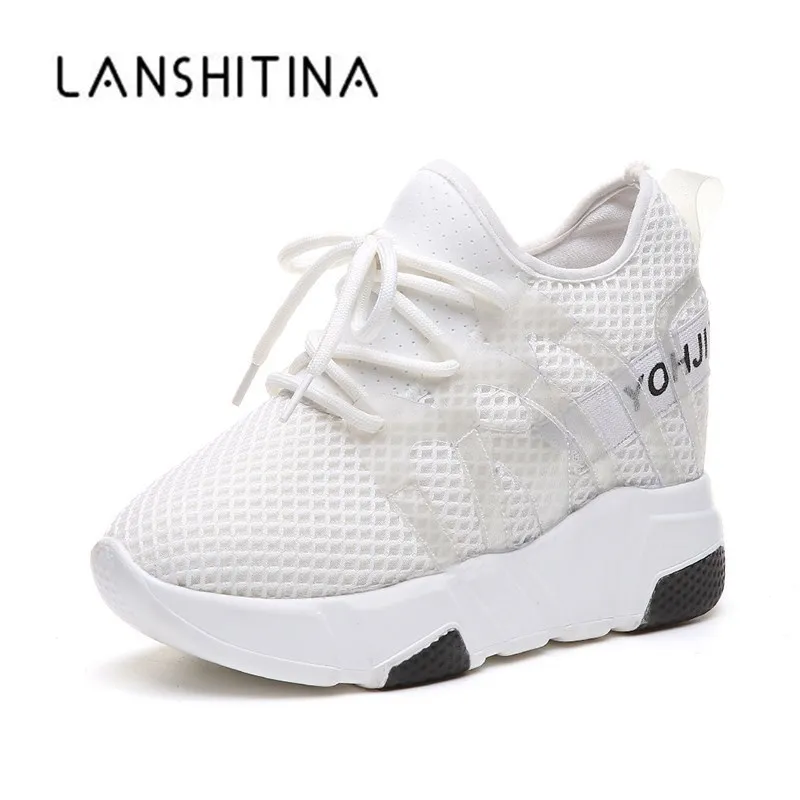 

2019 Summer Women 10cm Thick Sole Sneakers Ladies Casual Mesh Shoes Breathable Height Platform Shoes Superstar Chaussures Femme