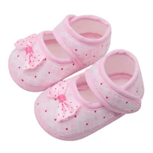 Algodón bebé niñas zapatos de bebé en primer lugar los caminantes niño chico Bowknot suave antideslizante zapatos de bebé de 0-18 meses