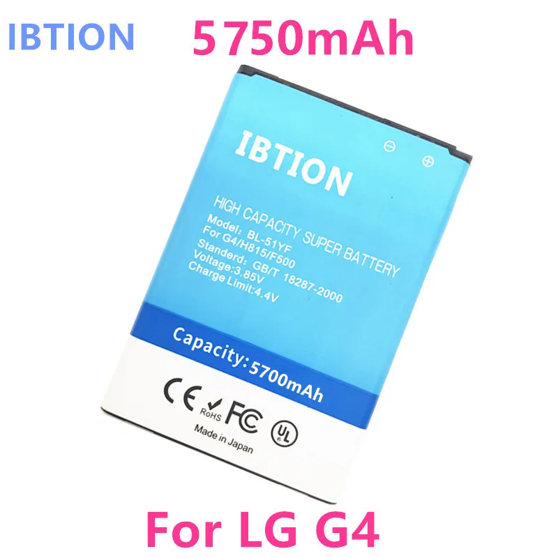 

IBTION 5750mAh BL-51YH BL-51YF Battery For LG G4 battery H815 H818 H819 VS999 F500 F500S F500K F500 V32 Phone BL 51YF