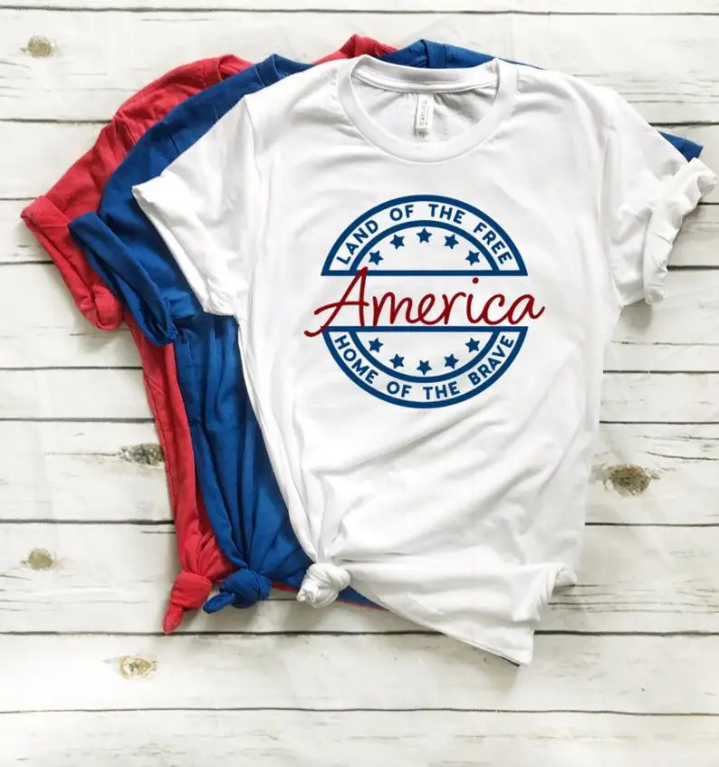 4th of July T shirt Women Unisex Cotton Festival Casual Shirts O Neck ...