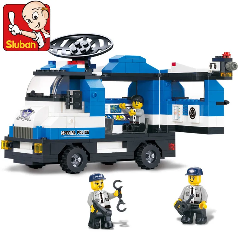 

Sluban 265Pcs Police City Communication Directorial Vehicle Bricks Enlighten Action & Toy Figures Educational Toys for Children