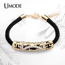 UMODE Unique Filigree Rope Chain Bracelet With Gold Plated Austrian Rhinestones Charm Bracelets For Women Jewelry AUB0072