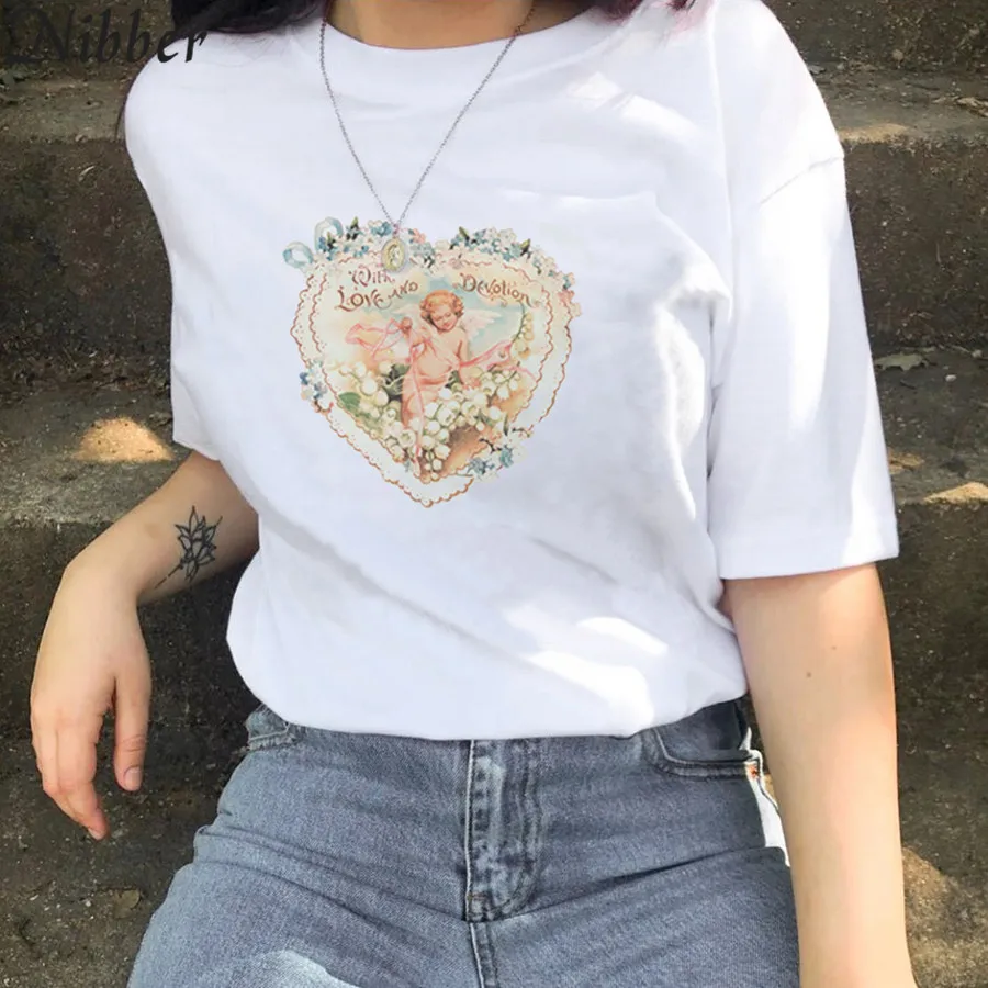 

Nibber white cotton loose long teeshirts women basic 0-neck short sleeve Tee office Ladies Leisure sport comfort top 2019summer