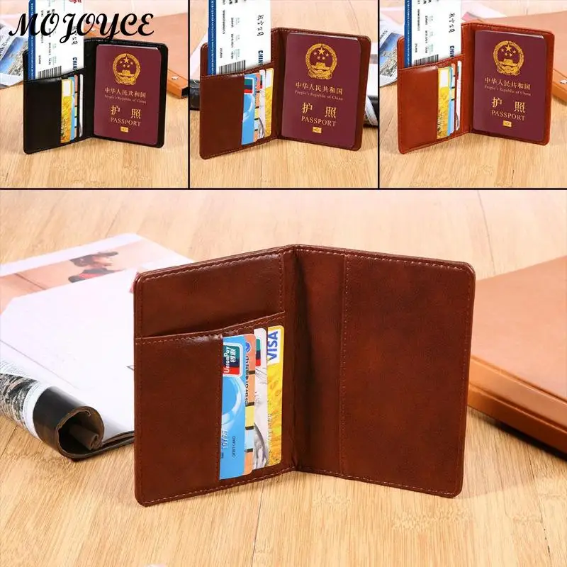 Fashion Business Men Wallet Leather Passport Cover ID Card Holder Travel Credit Wallet for Mens ...