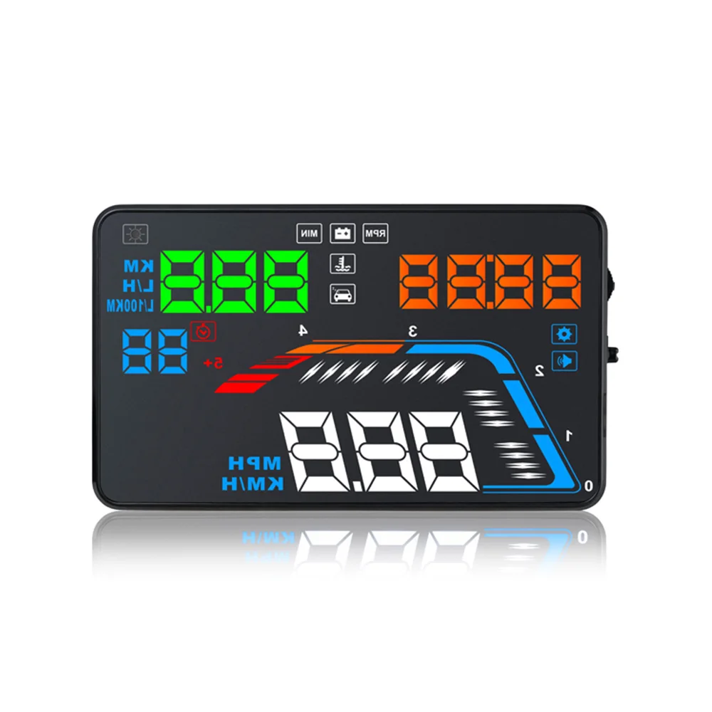 

5.5 Inch Car Display Speedometer OBD2 HUD Head Up Display On-board Computer Error Code Tool Windshield Projector Overspeed Alarm