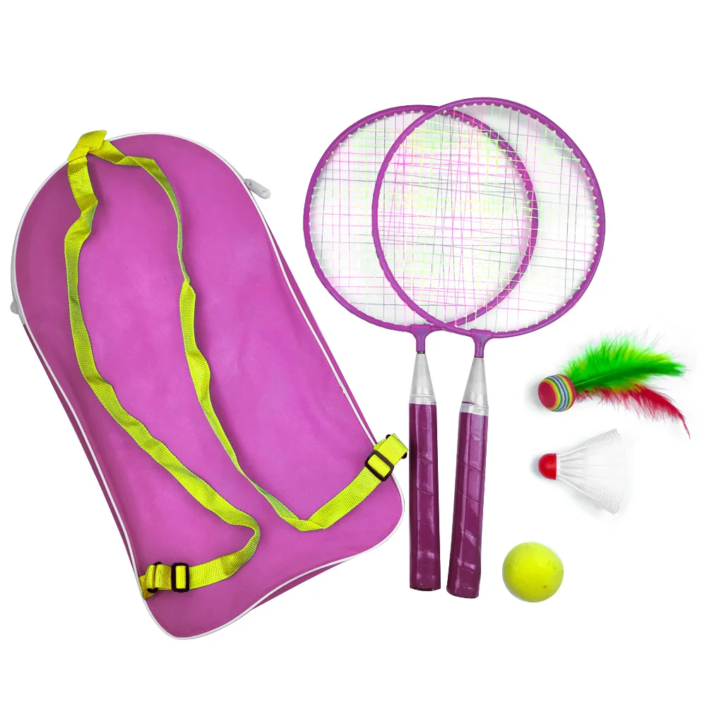 1 комплект уличных игр с Волан детский спортивный развивающий для ракеток для бадминтона и тенниса, комплект детской ракетки для бадминтона с рюкзаком - Цвет: Pink