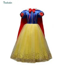 Girls Snow Queen Costumes Cosplay Kids Girl Princess Party Dresses with Cape Children Cartoon Clothes Short Sleeve Bow Dress muababy girl anna dress up clothes with cape children long sleeve floral applique snow queen cosplay costume for halloween party
