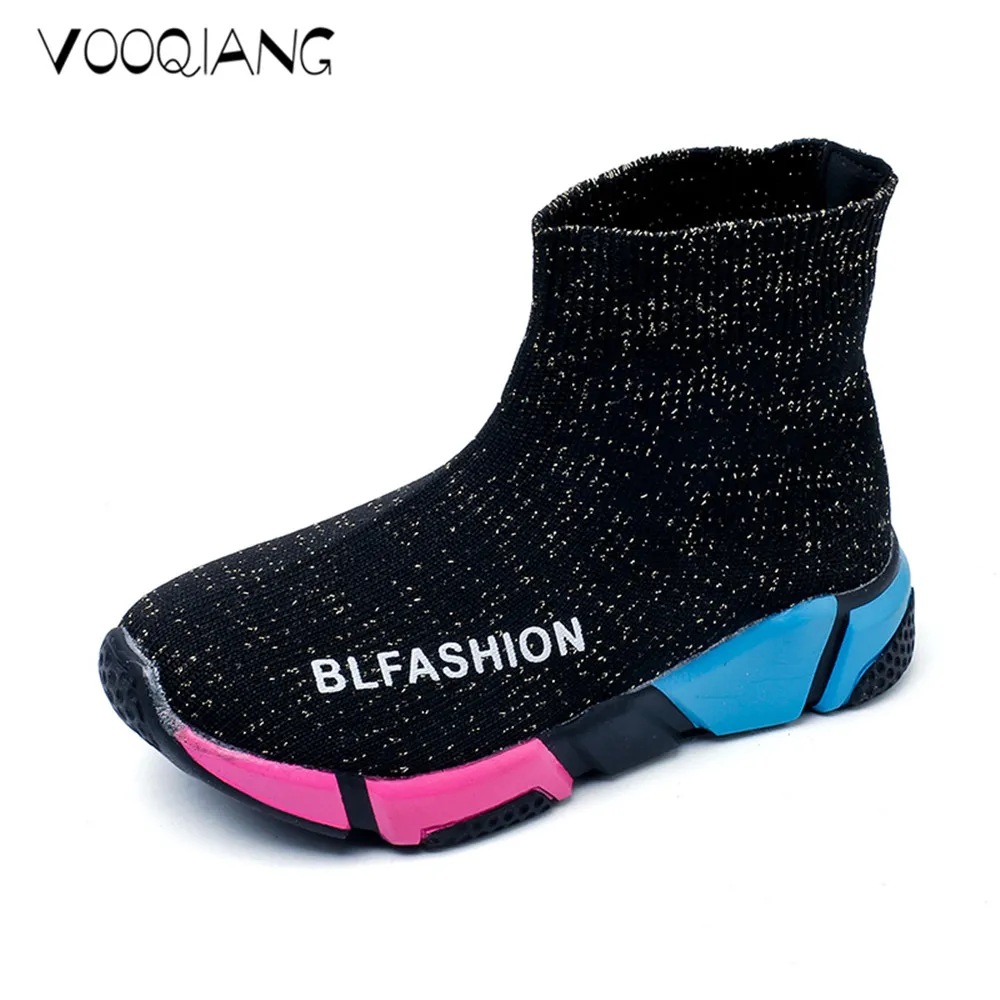 

VOOQIANG Children Shoe Girls Boys Letter Kids Sneakers Lightweight Mesh Breathable Socks Shoe Baby Hand Made School Color Shoe