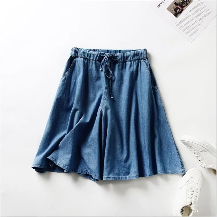 New Arrival Oversized Jeans Summer Women Casual Drowstring Shorts Skirts Girls Loose Solid Denim Short Large Size 6XL 7XL