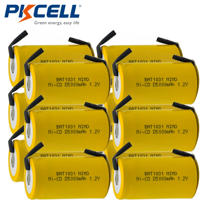 Аккумуляторы PKCELL Ni Cd D 1 2 в 5000 мАч 12 шт.|battery 1.2v|rechargeable batterybattery flat |