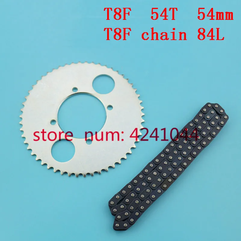 47cc 49cc T8F chain 84 Links and 54T teeth 54mm Chain plate sprocket for mini moto atv quad 2 stroke engine parts accessories