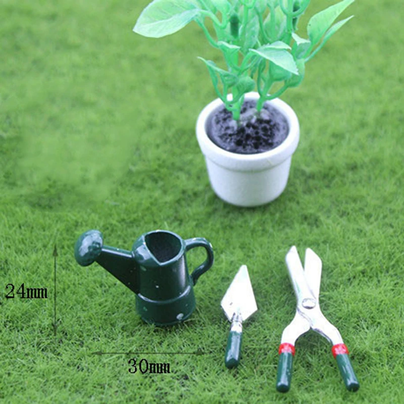 

Simulation Pruning Tool Toys 1/12 Mini Metal Watering Can Scissors Shovel Set For Doll House Decoration Dollhouse Accessories