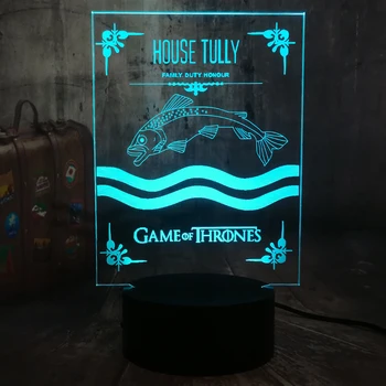 

Game of Thrones 3D Night Light House Tully A Song of Ice and Fire 7 Color Morden Desk Lamp Home Decor Holiday Movie Fans Gift