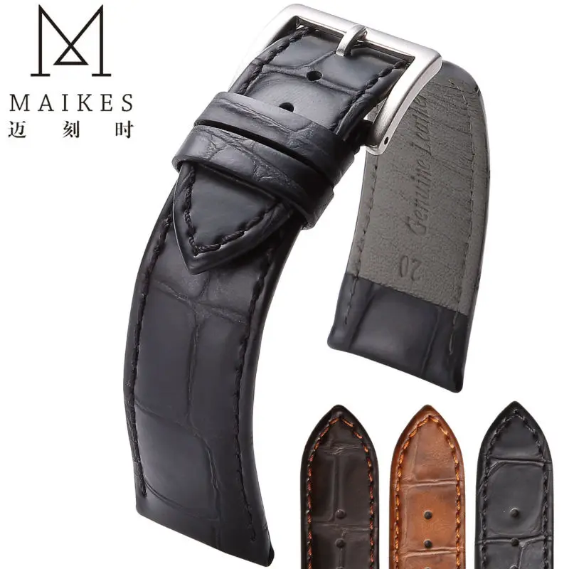 MAIKES New With Tags Genuine Leather watch strap band 18mm 20mm 22mm High Quality Watchband For