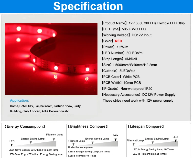12 В 5 м 5050 30 светодиодов/м красный светодиодные полосы светло-красный цвет SMD гибкие ленты свет лампа SMD5050 DC12V белый PCB Номера для
