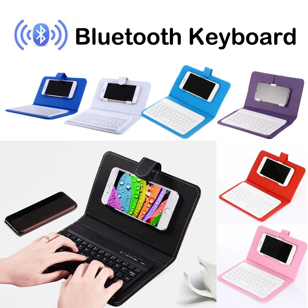 Кожаный Bluetooth беспроводной клавиатура Стенд чехол для IOS/Android 7 цветов