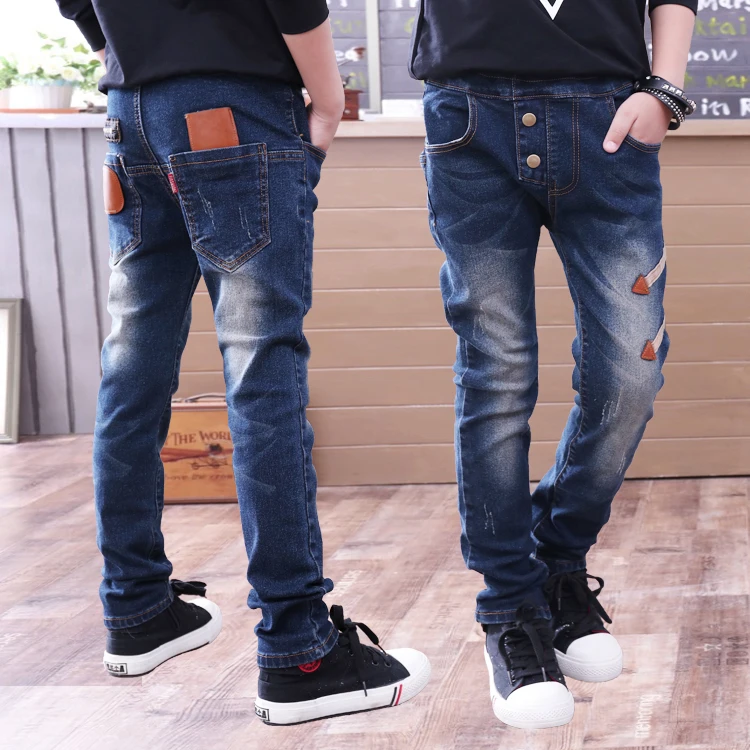 Famli/Детские джинсы для мальчиков г., весенние детские джинсовые штаны повседневные джинсы-карандаши для мальчиков от 4 до 12 лет, Детские прямые брюки с буквенным принтом - Цвет: B1