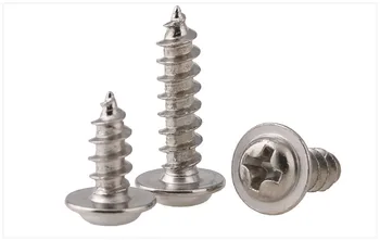 

1000pcs/Lot PWA M2.6X4-6MM Phillips Pan Head Tapping with pad Machine Thread Screw Cross Recessed Pan Head Self tapping screws