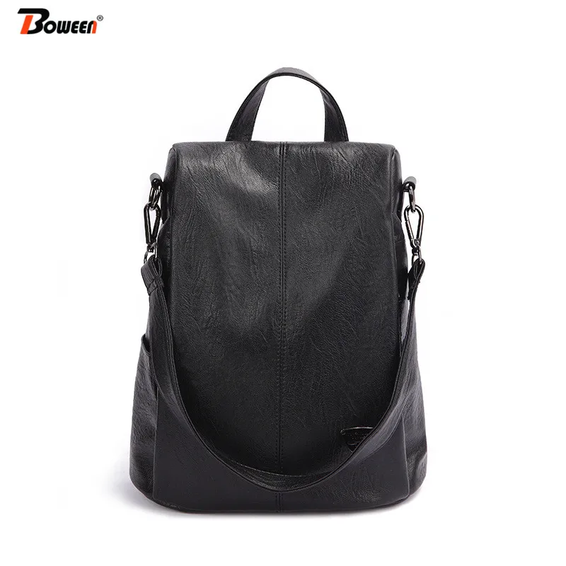 

Black Backpack Female 2019 New Women PU Leather Back Pack Bag High Quality Softback One Shoulder Urban Fashion Bagpack for Girls