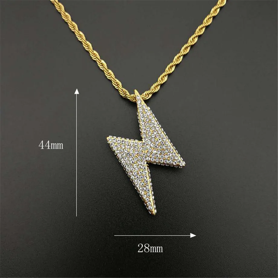 Хип хоп Bling подвеска молния ожерелье с цепочкой из нержавеющей стали для