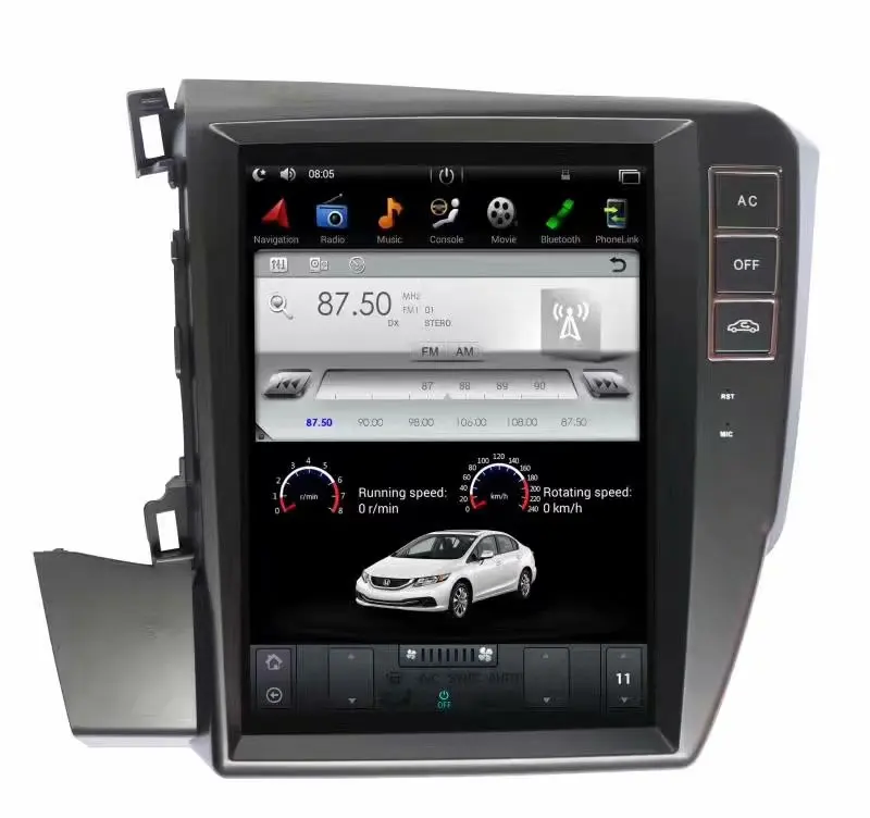 10," Android 7,1 tesla стиль автомобильный dvd-плеер для honda civic 2012- с gps-навигацией 4 ядра сенсорный экран автомобильное радио стереосистема