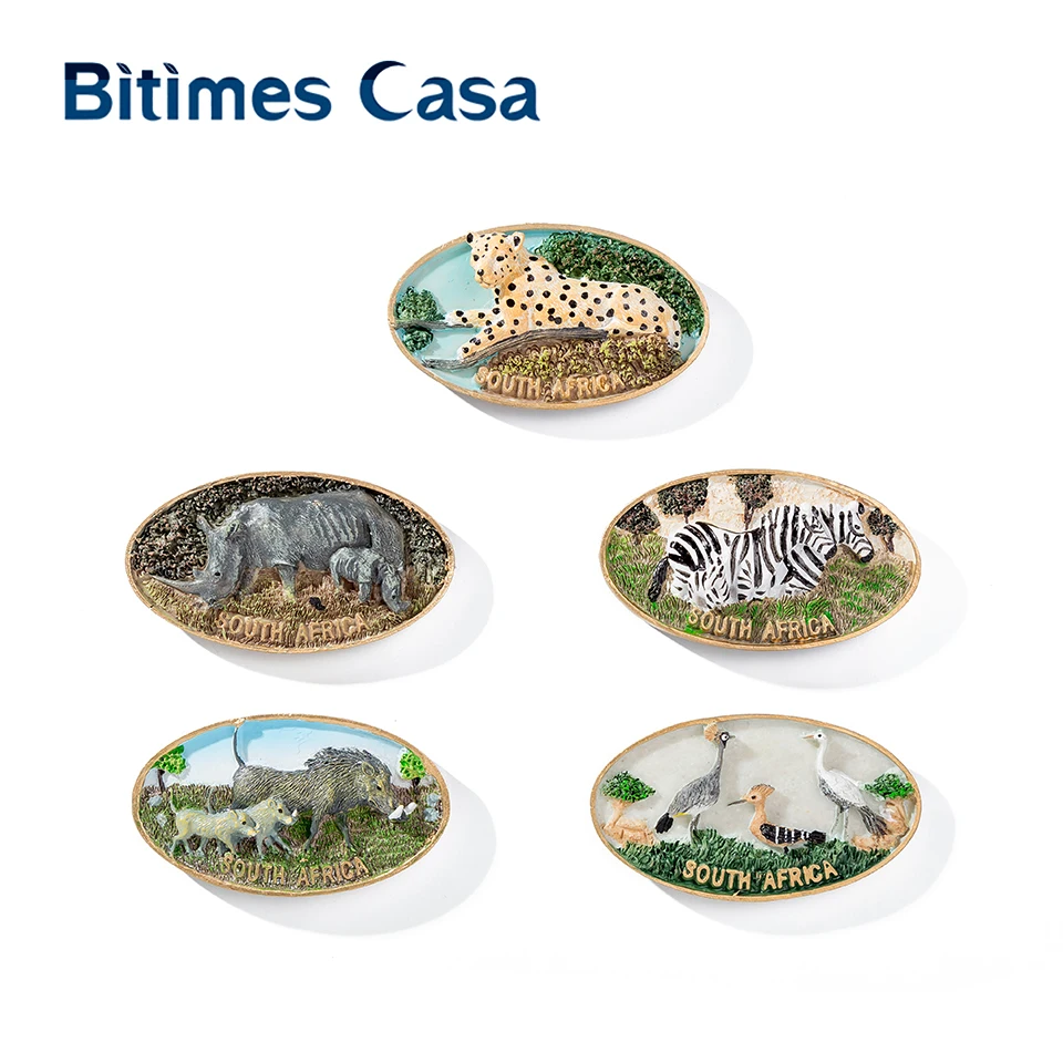 Bitimes 5PCS/Lot Wild Animal 3D Fridge South Africa Leopard Beast Travel Souvenirs