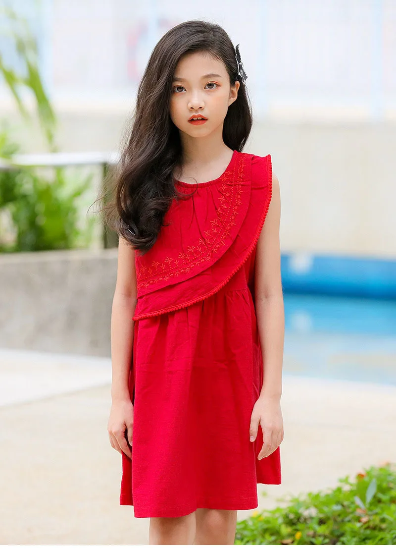 Ruffles Sleeveless Knee Length Dresses For Teenage Girls Summer 2019 A Line Baby Dress Kids Clothing Children Princess Costume (9).jpg