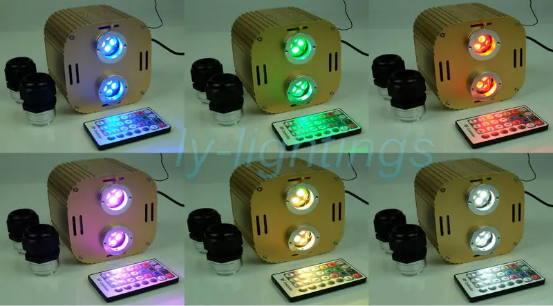 Волокно оптический источник света 2X16 Вт rgbw свет двигателя беспроводной пульт дистанционного управления для мерцание звезд оптический Волокно свет украшения 2 xoutput