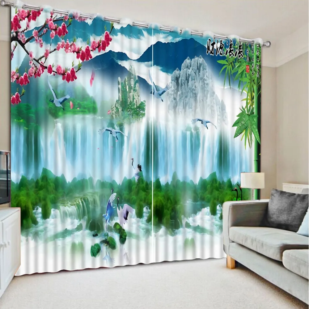 

NoEnName_Null luxury 3d curtains custom nature waterfalls 3d curtains for living room Bedding room window CL-DLM719