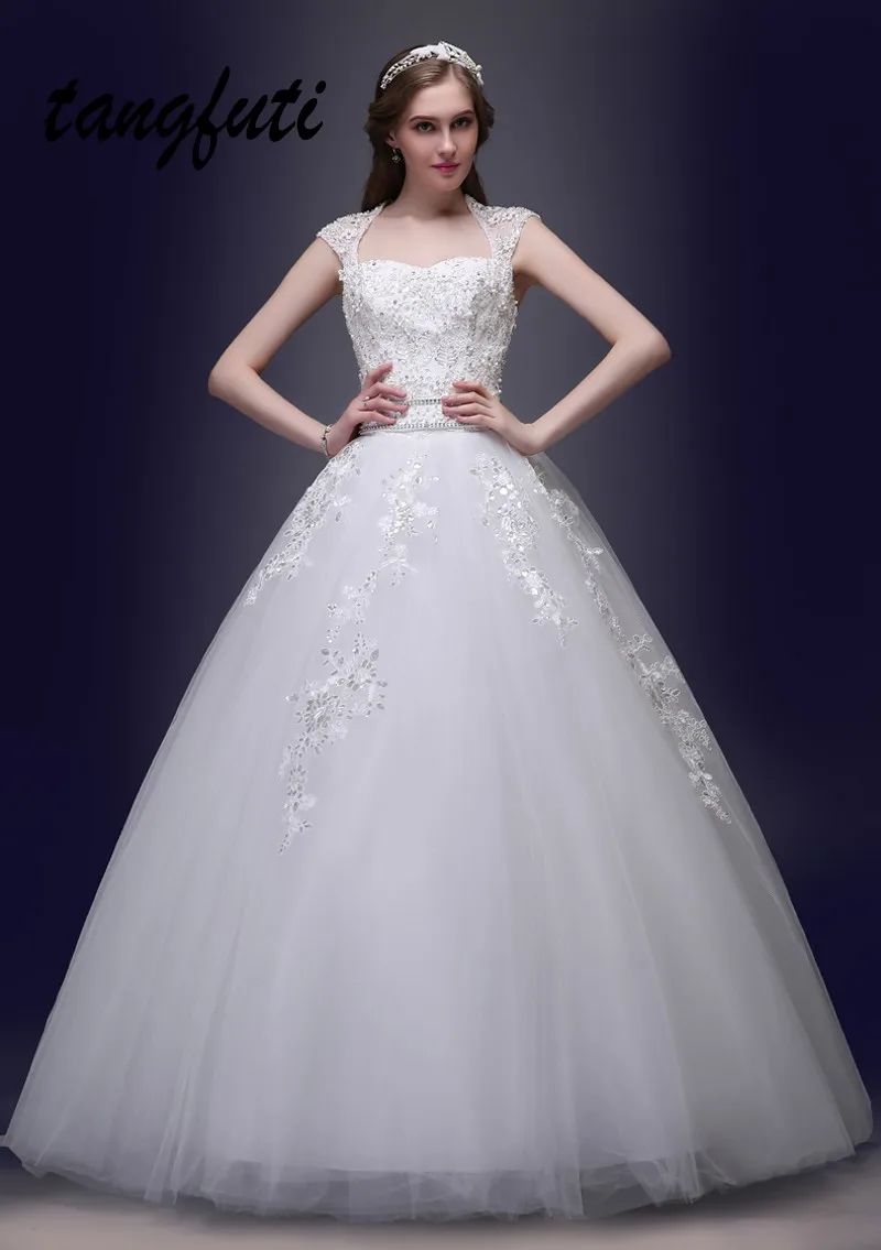 Ball Gown Wedding Dresses 2018 Long With Lace Appliques