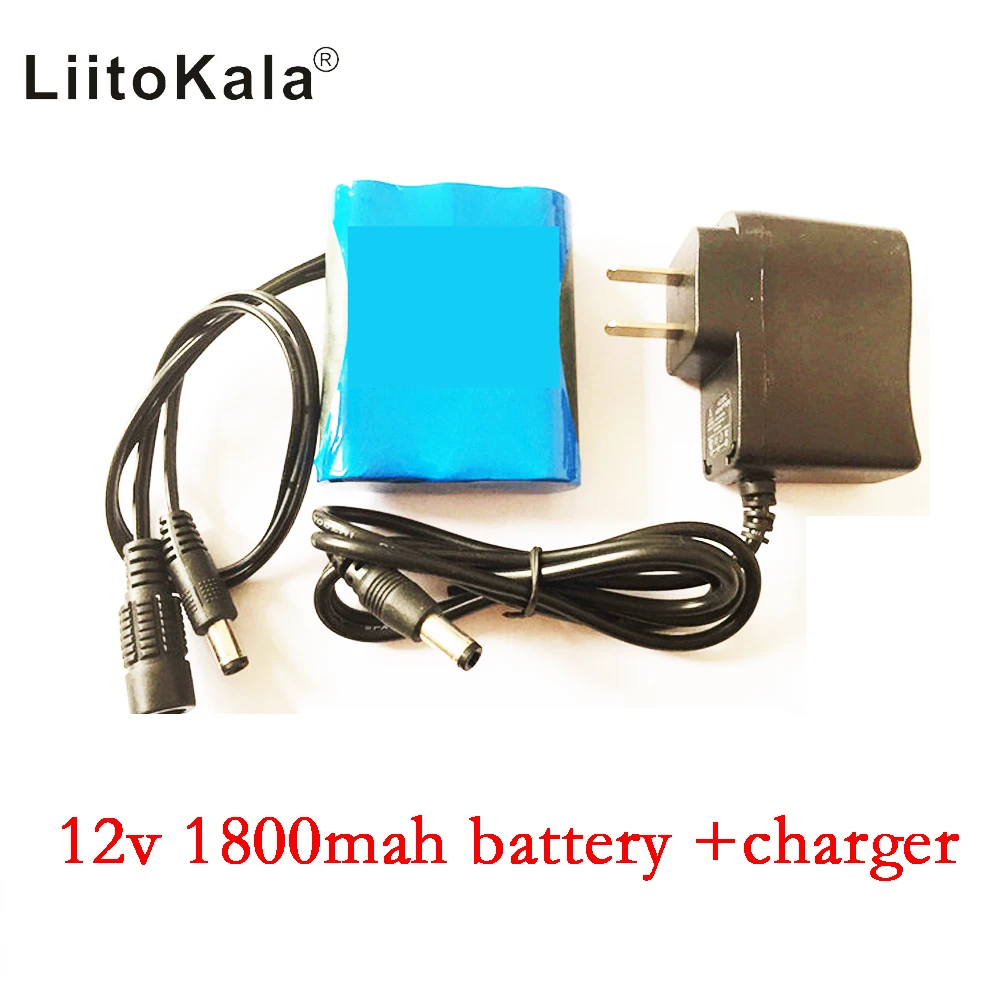 

LiitoKala 12V 1800mAh battery pack Super Rechargeable Protable Lithium-ion Battery EU Plug for DC +charger