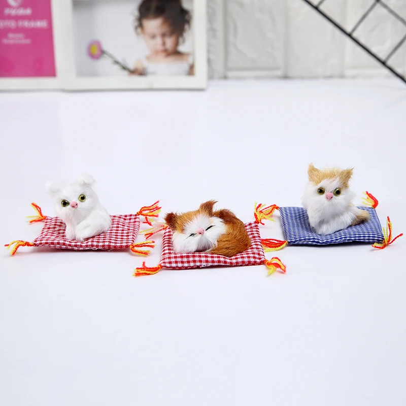 2 шт./мини мультяшный коврик кошка имитация реалистичный милый маленький спальный коврик для кошки плюшевые животные подарки для детей домашний или автомобильный Декор