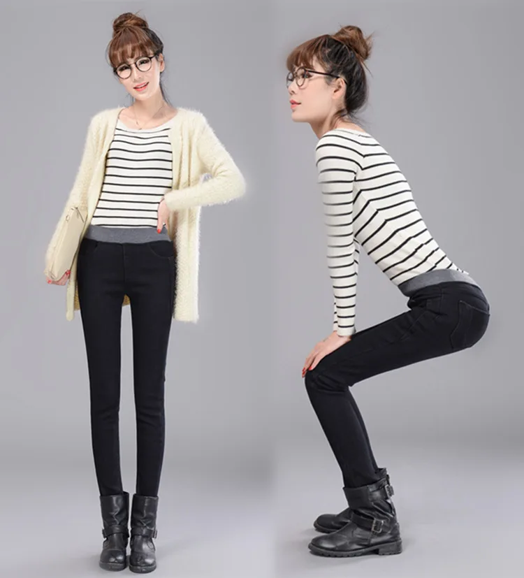 Velvet warm Jeans for women with high waist tight Jeans winter pencil trousers woman skinny jeans stretching Plus large size ksubi jeans