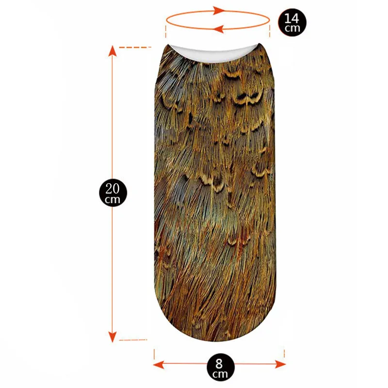 Новые носки с объемным принтом животных, павлиньими перьями, женские короткие носки с птицами, унисекс, Meias, женские забавные короткие Носки с рисунком зебры