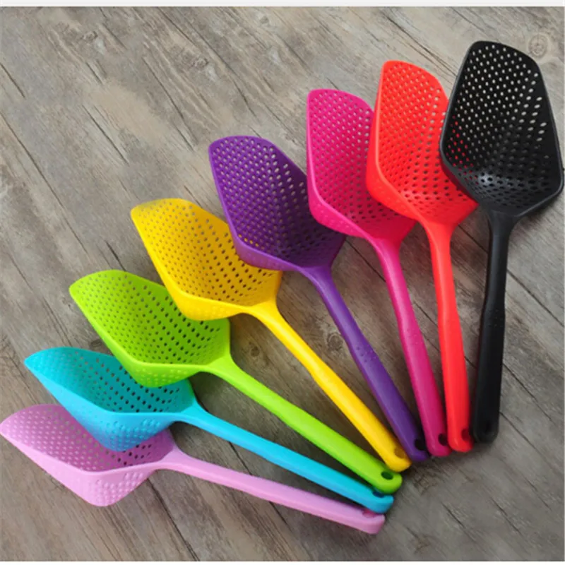 

34.5*12.5cm Non-stick Slotted Spatula Heat-Resistant Scoop With Mesh Colorful Plastic Spatula Fried Shovel Handle Kitchen Utensi