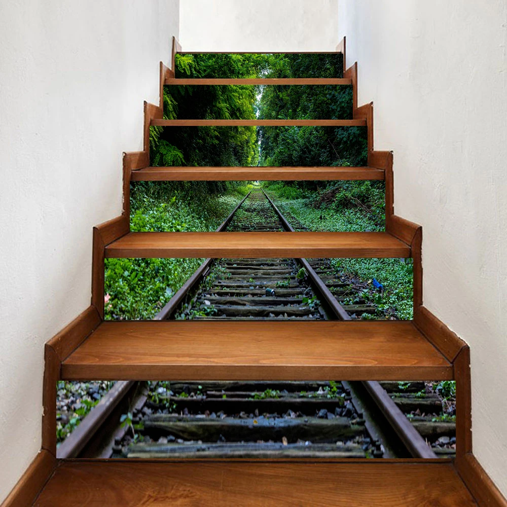 

Railroad Steps Sticker Silver Mirror Effect Quote Removable Stair Sticker Home Decor DIY Stickers Drop Shipping AP25