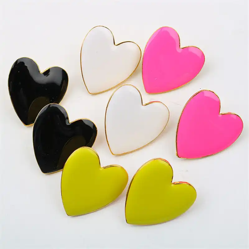 Komi Strasse Stil Schwarz Weiss Rosa Gelb Gold Liebe Herz Stud Ohrringe Fur Frauen Schone Schmuck Koreanische Zubehor 0212 Ohrstecker Aliexpress