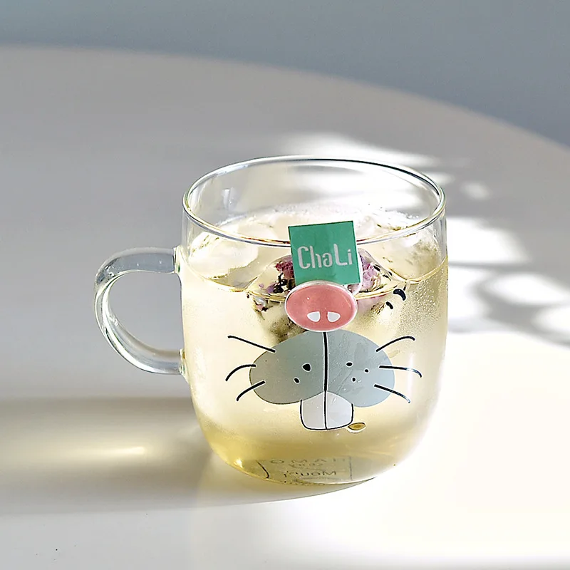 Креативная кошка стеклянная кофейная кружка Милая свинья чайная пивная кружка термостойкая стеклянная чайная чашка Милая кофейная чашка Zakka Новинка - Цвет: Rabbit 450ml
