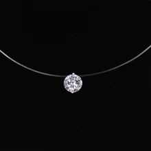 Женское прозрачное ожерелье с леской, невидимая цепочка, ожерелье с подвеской, стразы, колье, ожерелье, женское колье