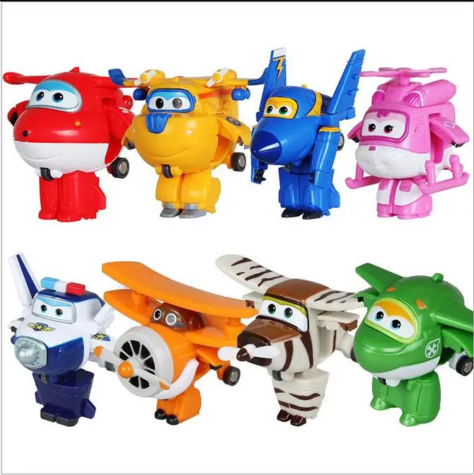 8Pcs TV Animation Super Wings Transforming Plane Mini Toys Characters kids 2017