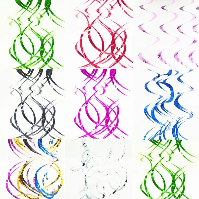 Happy Birthday DIY Decorative Metallic Ceiling Hanging Swirl For Party Decoration 6Pcs party decorations