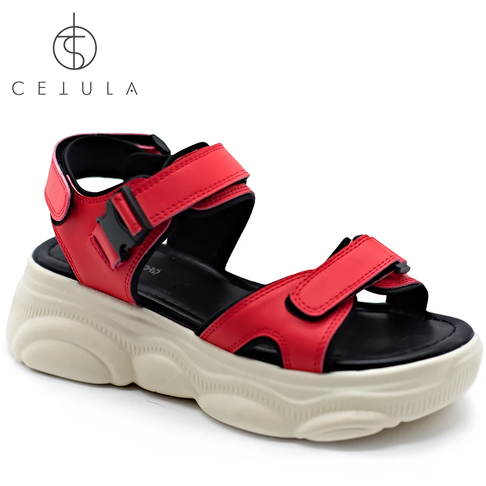 

@Cetula Handmaking 2019 Summer Hook&Loop Series Matte Finished Leather Women Beach Sandals ft. Oversize Rubber Outsole