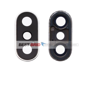 

50pcs Back Rear Camera Lens Glass Cover With Frame Holder For iPhone X Replacement Parts Black / Silver