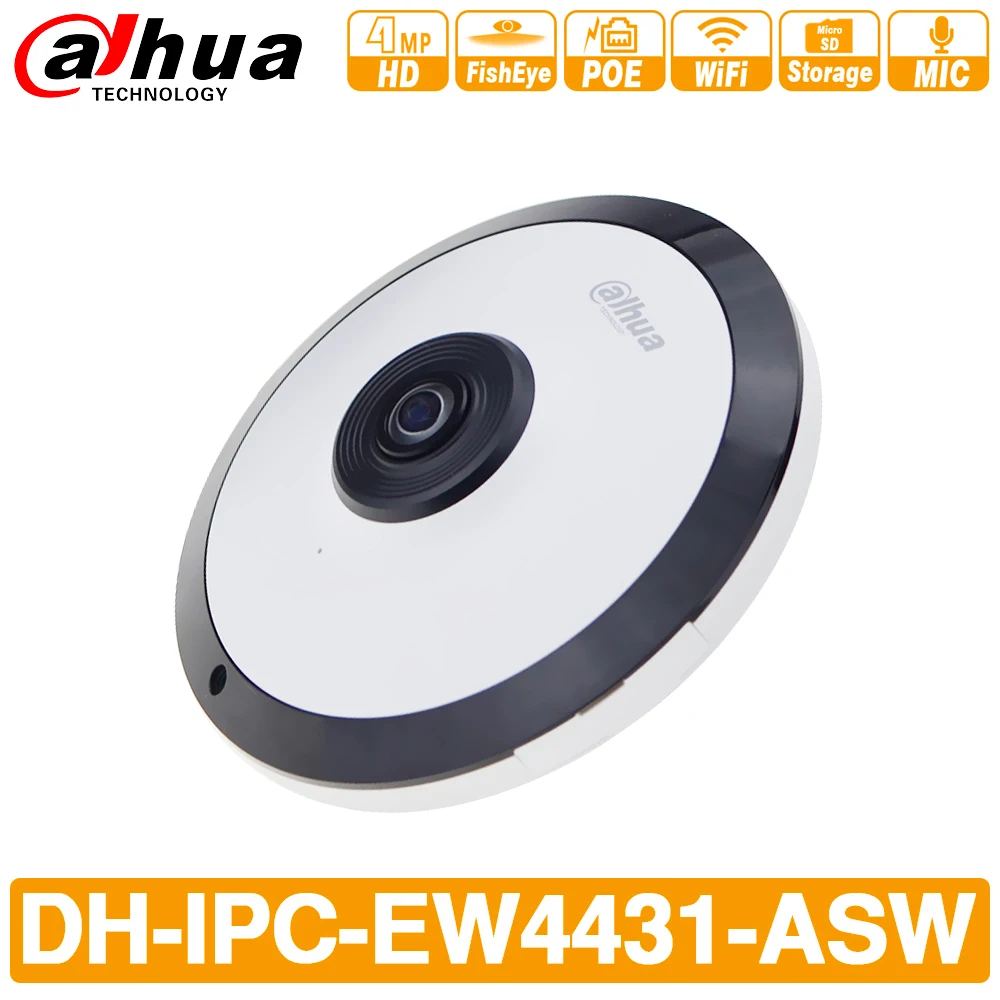 

DH IPC-EW4431-ASW 4MP Panorama POE WIFI 360 Fisheye IP Camera built-in MIC SD Card Slot Audio Alarm Interface With Logo